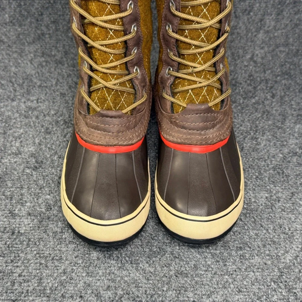 Sorel Sorelli Quilted Wool Winter Boots Women's 6 Green Brown Waterproof Snow